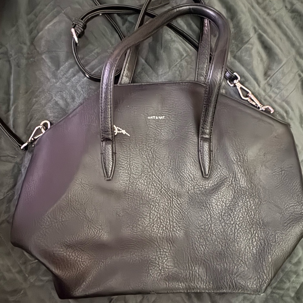 Matt & Nat Structured Shoulder Bag in Charcoal
